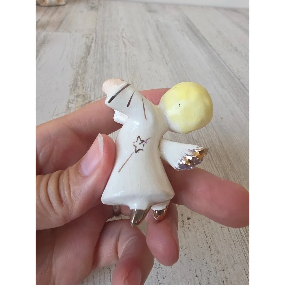 Vintage Angel cherub candle holder 138 Japan ceramic boy Xmas decor